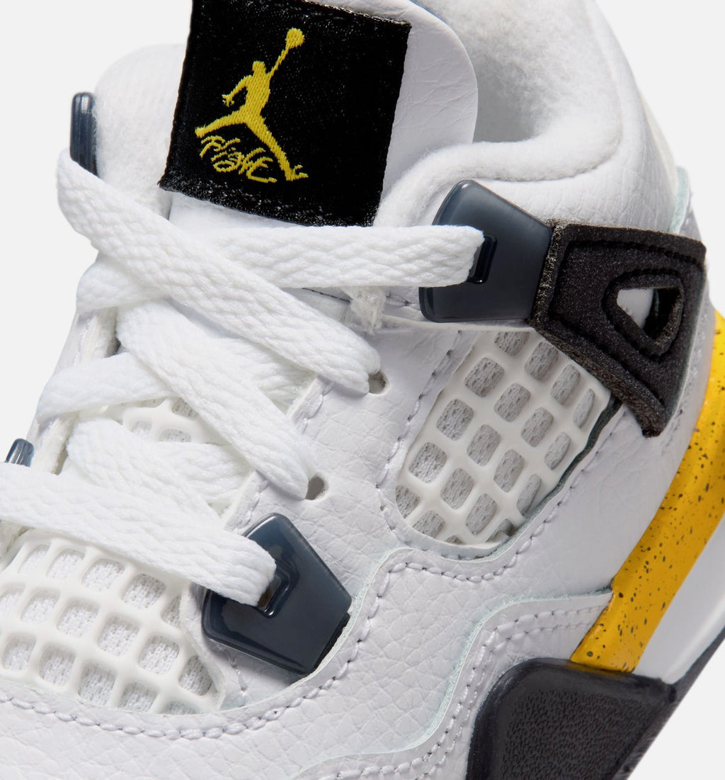 Air Jordan 4 Retro Rare Air Tour Yellow Infant/Toddler Lifestyle Shoes - White/Dark Blue Grey/Black/Tour Yellow