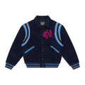 Navy Bstroy Tears Logo Varsity Jacket