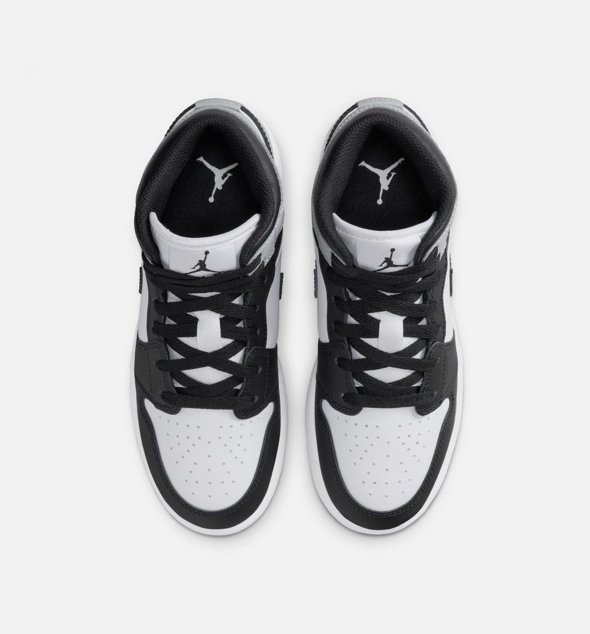 Air Jordan 1 Mid Grade School Lifestyle Shoes - White Light Smoke Grey Black