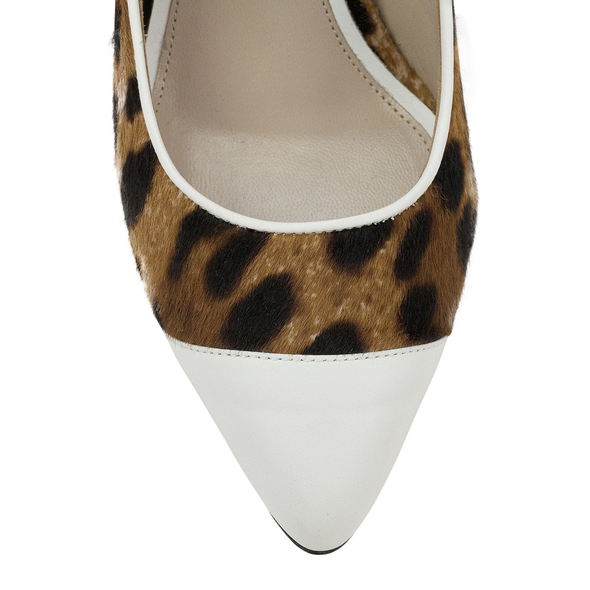 BROWN/WHITE LEOPARD HEELS