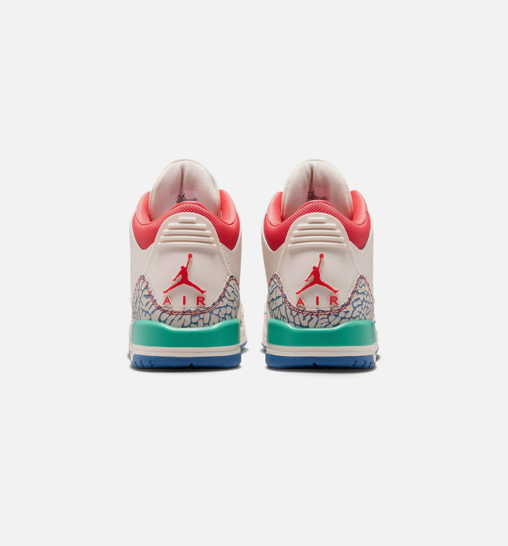 Air Jordan 3 Retro Play Your Way Big Kids' Lifestyle Shoes - Chalk/Track Red/True Blue/Kinetic Green