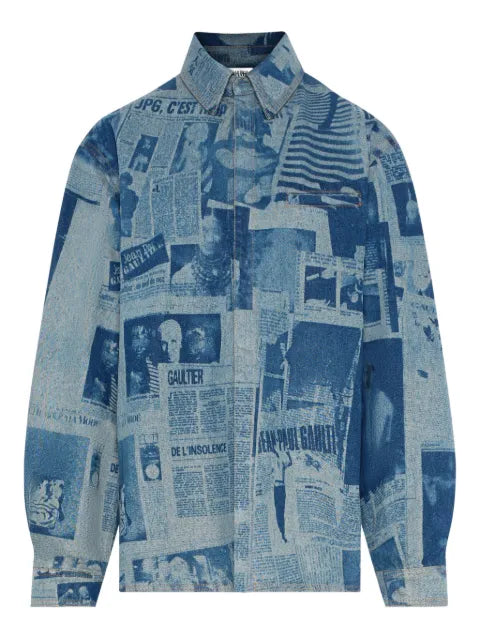 Jean Paul Gaultier newspaper print denim shirt