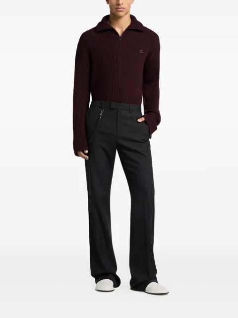 Courrèges ribbed wool zipped sweater