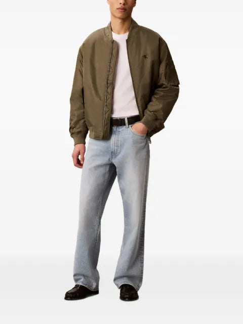 Calvin Klein cK logo-print zip-up bomber jacket