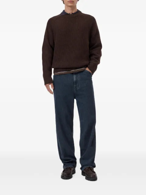 Closed ribbed-knit raglan-sleeve sweater