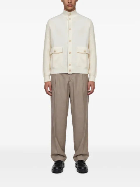 Lardini ribbed-knit high-neck jacket