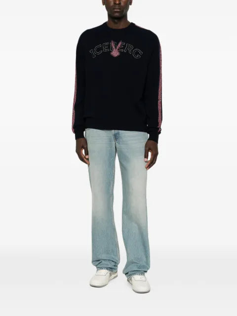 Iceberg logo-embroidered side-stripe sweater