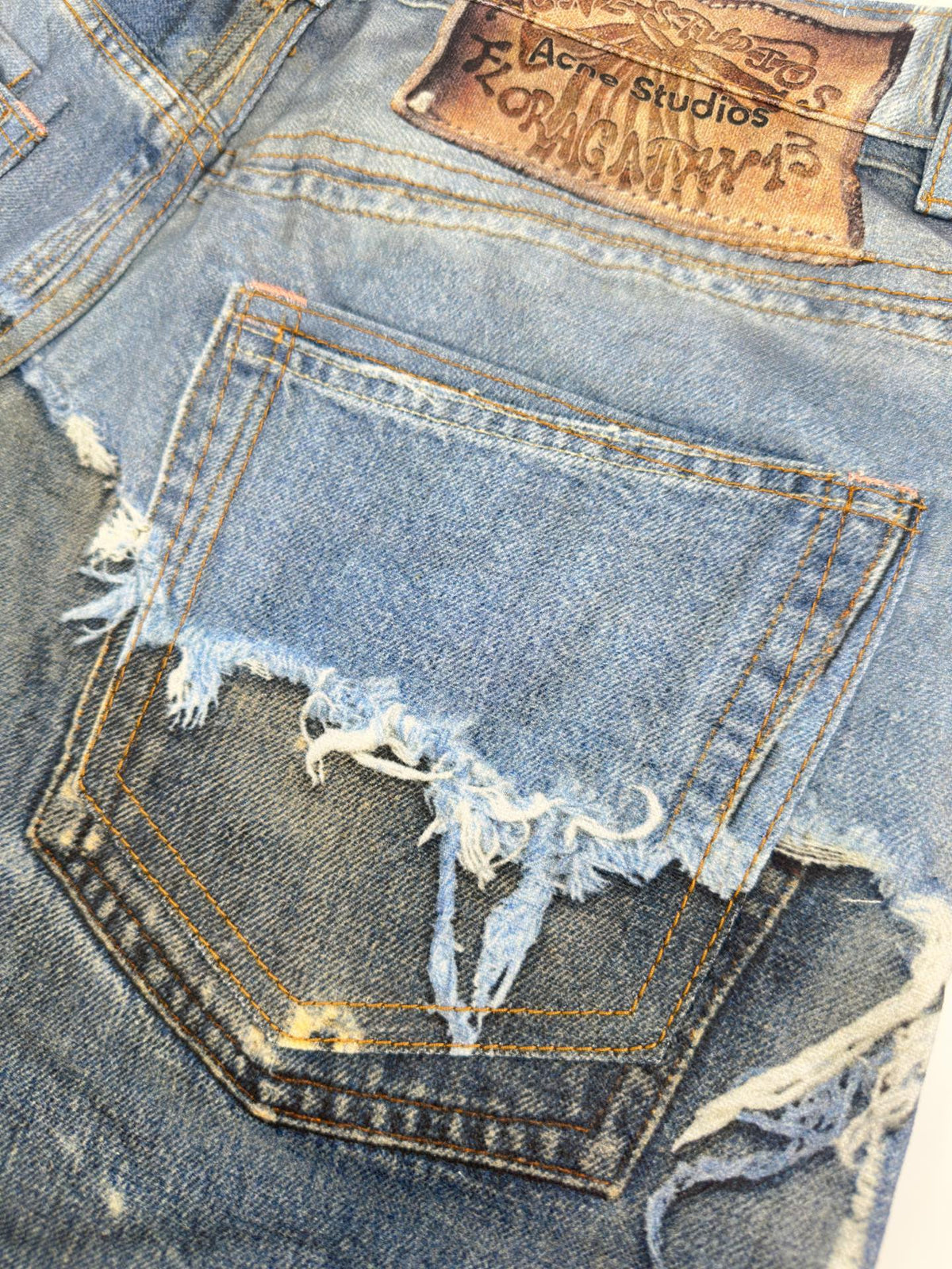 Acne Studios Distressed Knee‑Length Denim Shorts