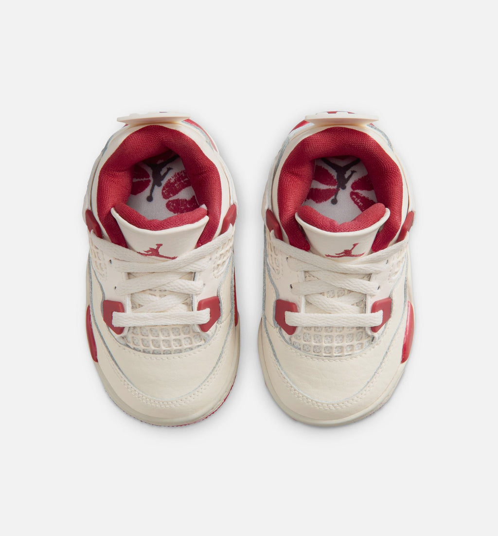 Air Jordan 4 Retro Valentine's Day Infant/Toddler Lifestyle Shoe - Pale Ivory/Sierra Red/Tough Red