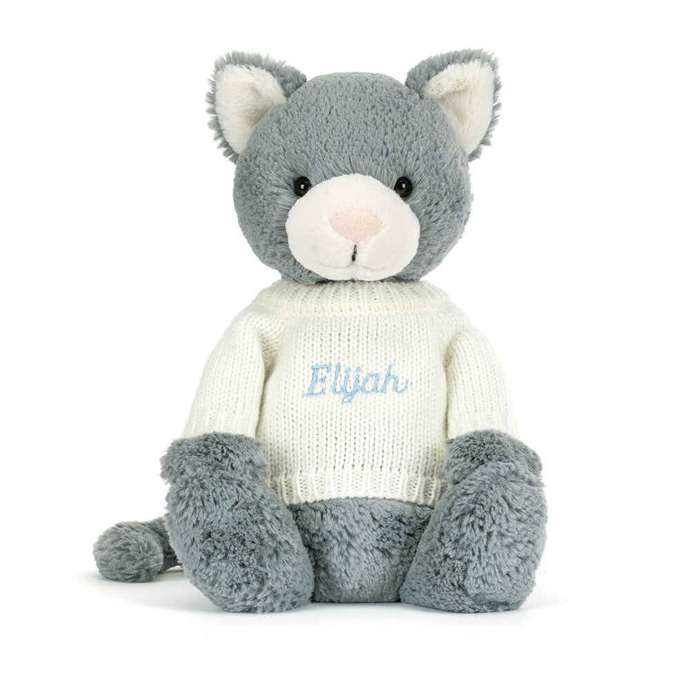 Bashful Kitten with Personalized Cream Jumper