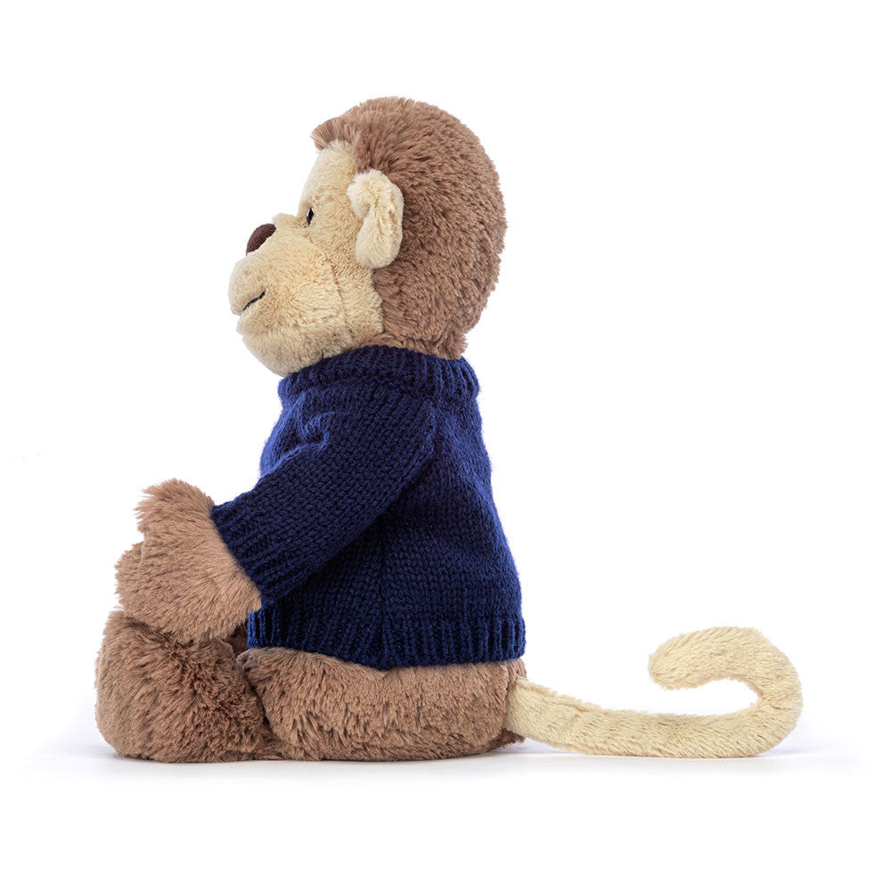 Bashful Monkey with Personalized Navy Jumper