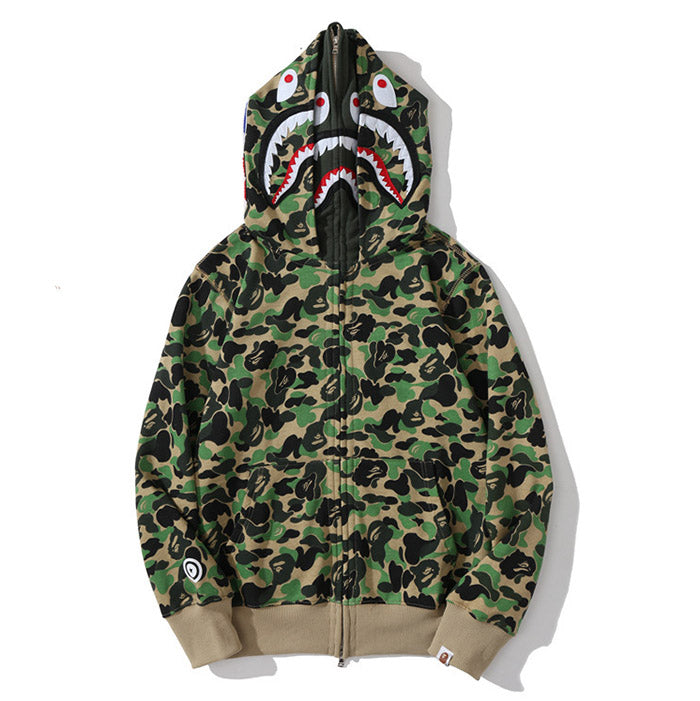 BAPE Double-hat Big ABC Camo Shark Hoodie