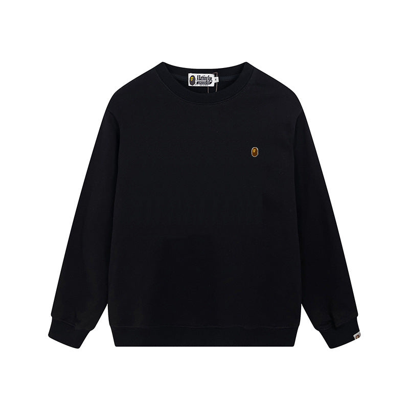 Bape Arch Letter Shark Ape Head Washed Oversized Crewneck Streetwear