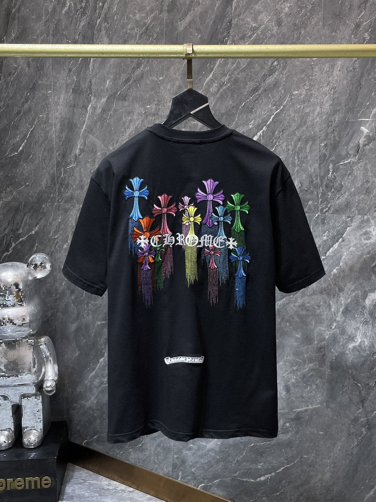 Chrome Hearts Floral Cross Embroidered T-Shirt
