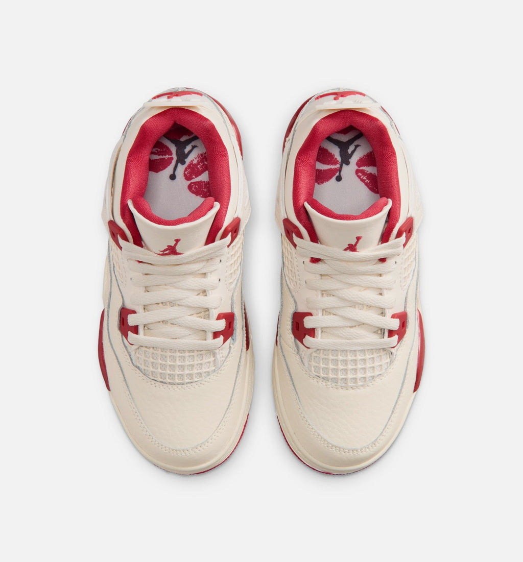 Air Jordan 4 Retro Valentine’s Day – Preschool Lifestyle Shoe in Pale Ivory/Sierra Red/Tough Red