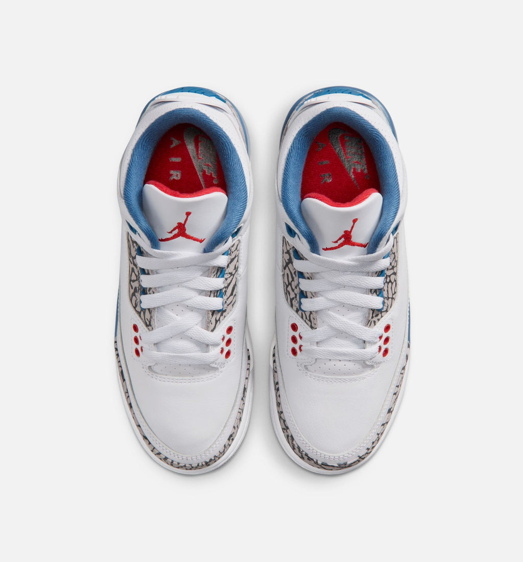 Air Jordan 3 Retro OG True Blue | Grade School Lifestyle Shoe | White/Fire Red/True Blue