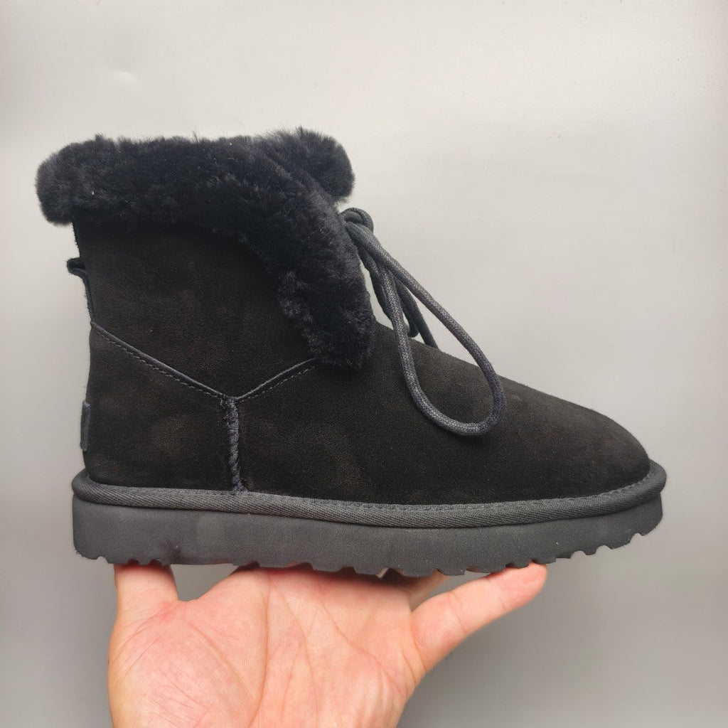 Black Mid-Top Lace-Up Casual Sneakers — New Arrival | In Stock