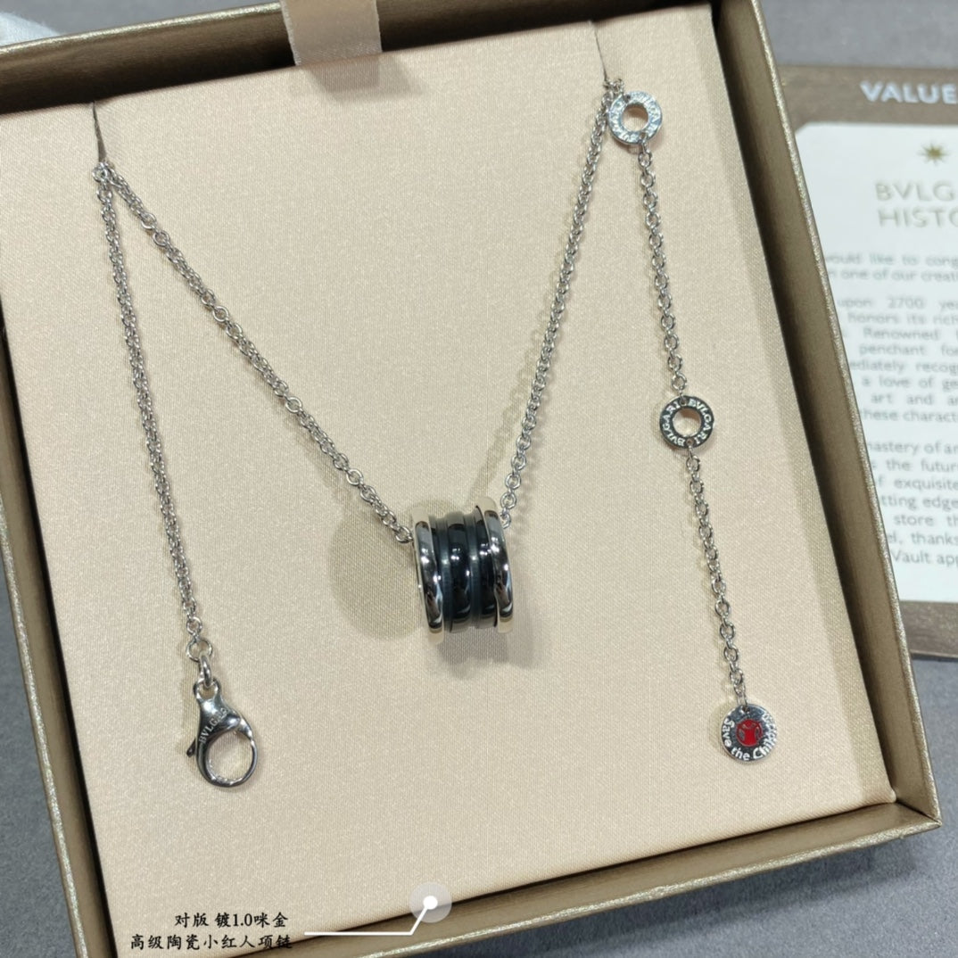 BVLGARI "Little Red Figure" Black Ceramic Necklace