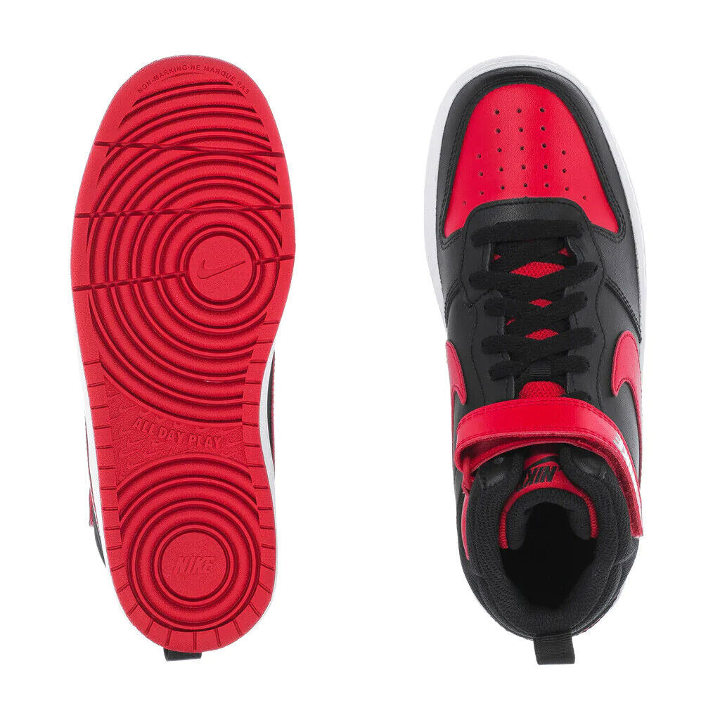 Big Kid's Nike Court Borough Mid 2 Black/University Red-Wht (CD7782 003)