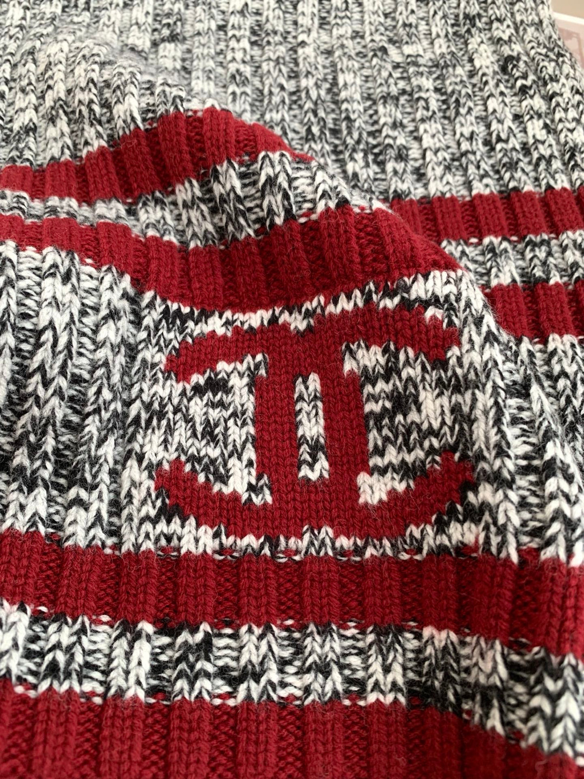Chanel Style Marled Knit Scarf and Beanie Set