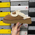 UGG Scufette Women's Shearling Platform Slide – Suede Slipper with Fluffy Shearling Strap, Shearling-Lined Footbed & Chunky Serrated Platform Sole in Chestnut