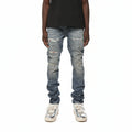 Purple Brand Skinny Plaid Paint Repair Light Denim