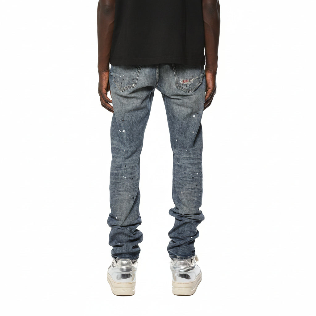 Purple Brand Skinny Plaid Paint Repair Light Denim