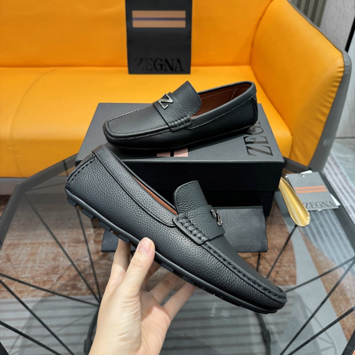Zegna Black Driving Loafers