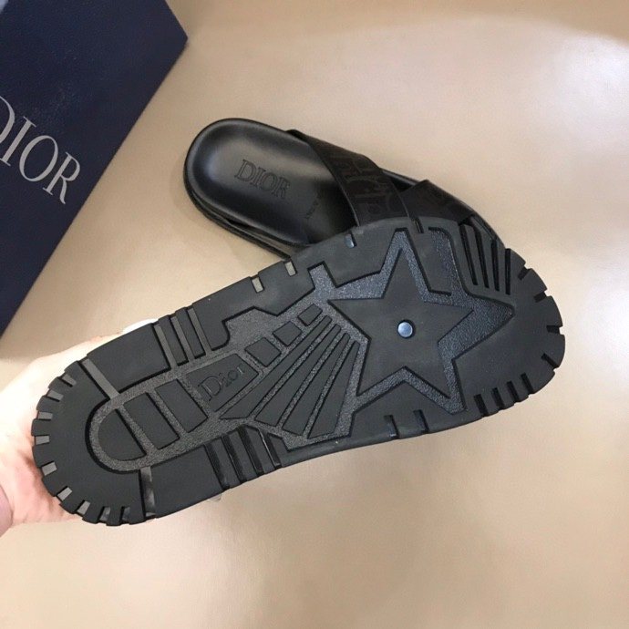 Dior Men's Black Crisscross Slide Sandals