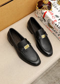 Dolce & Gabbana Men’s Black Gold-Tone Buckle Loafers