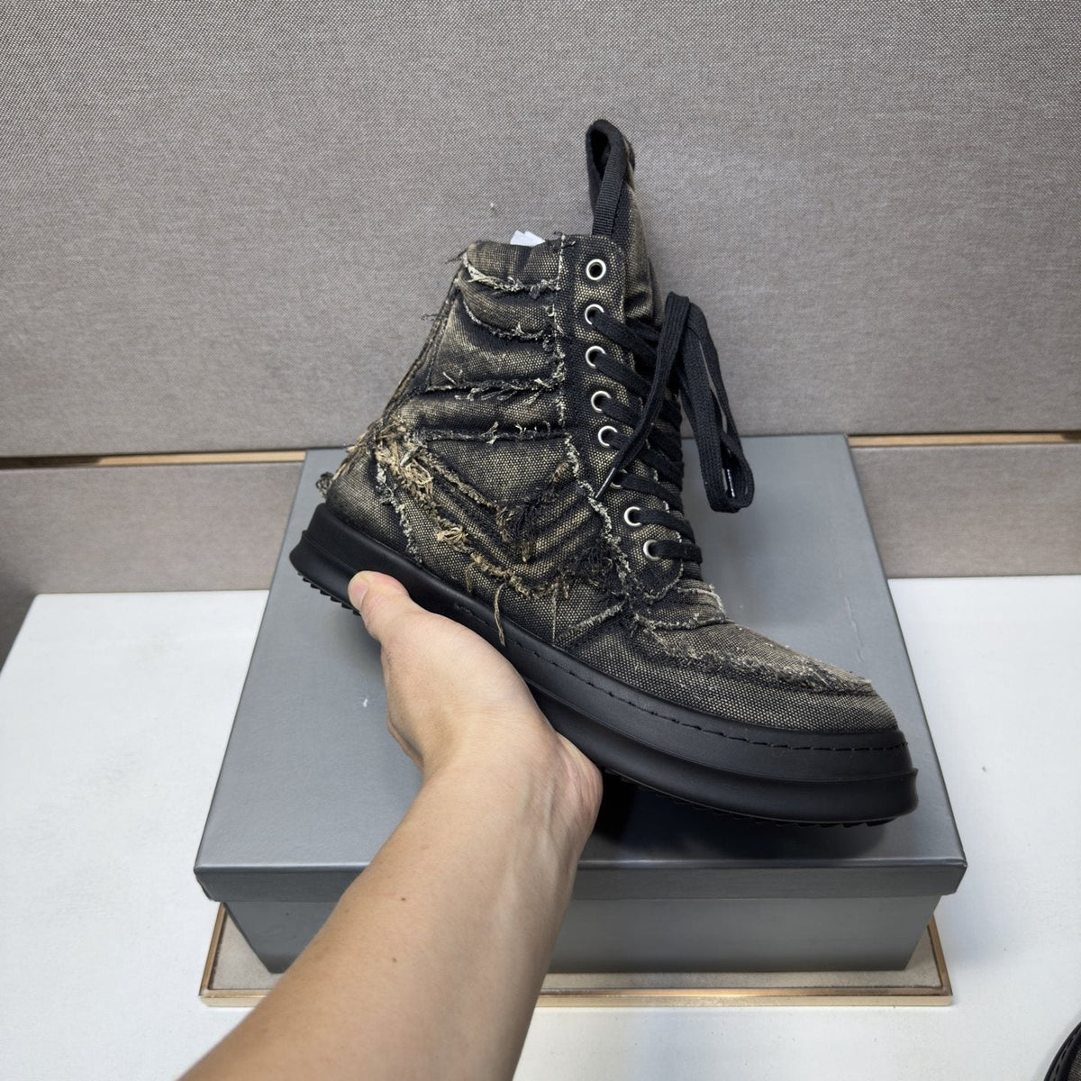 Men's Charcoal Gray and Black High-Top Sneakers