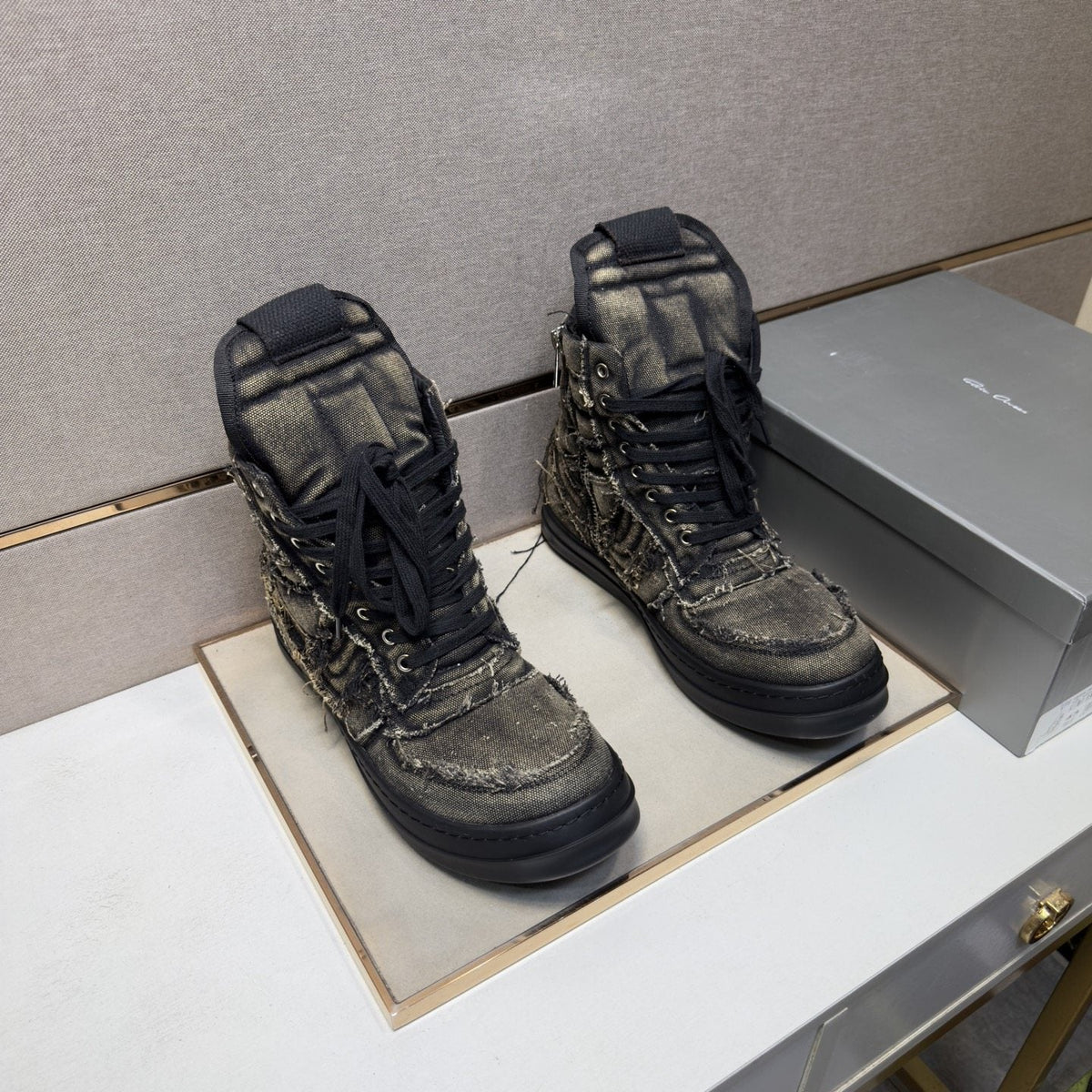 Men's Charcoal Gray and Black High-Top Sneakers