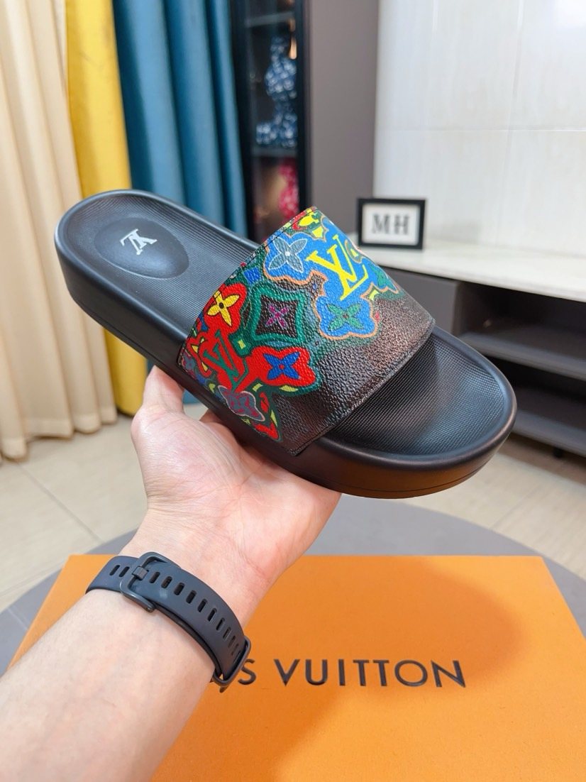 Louis Vuitton Men's Multicolor Strap Slide Sandals