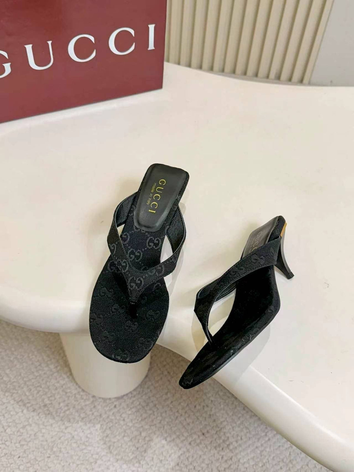 Gucci Monogram Slingback Heeled Sandals