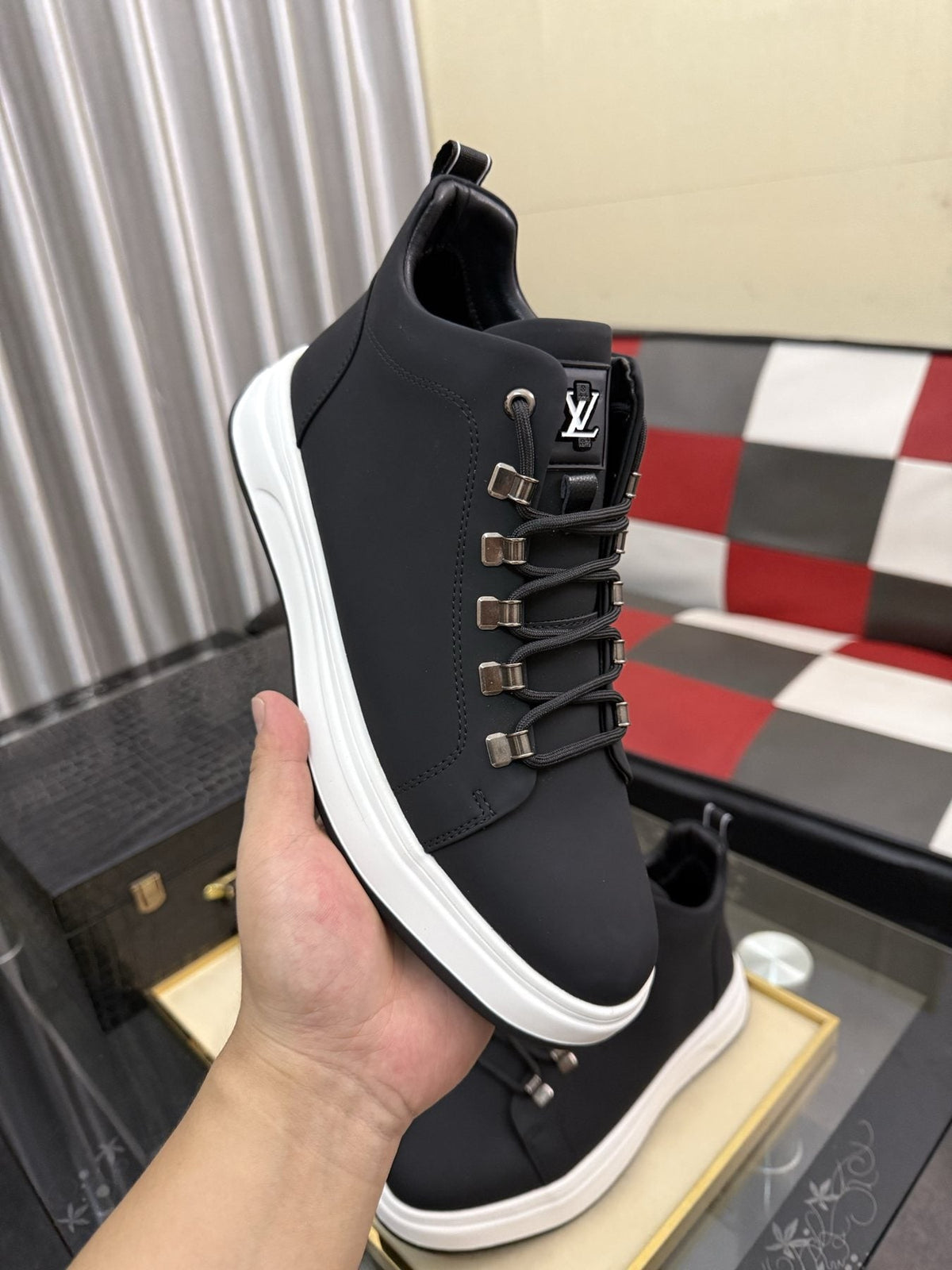 Louis Vuitton Lace-Up High-Top Sneakers