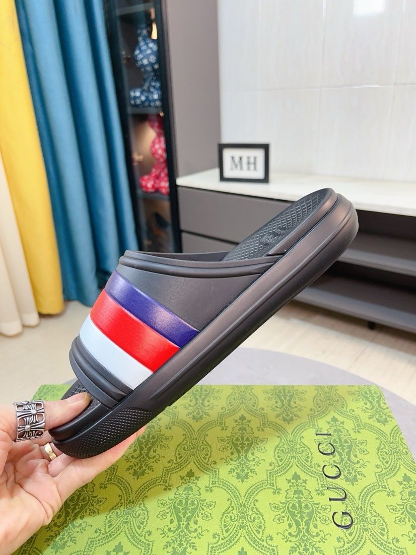 Gucci Striped Slide Sandals