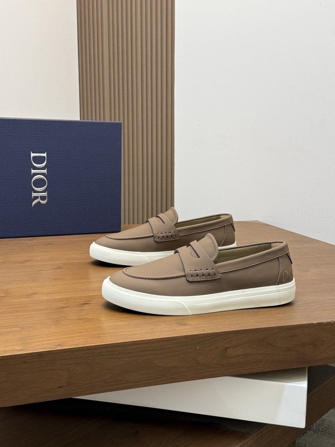 Dior Leather Strap Slip-On Shoes