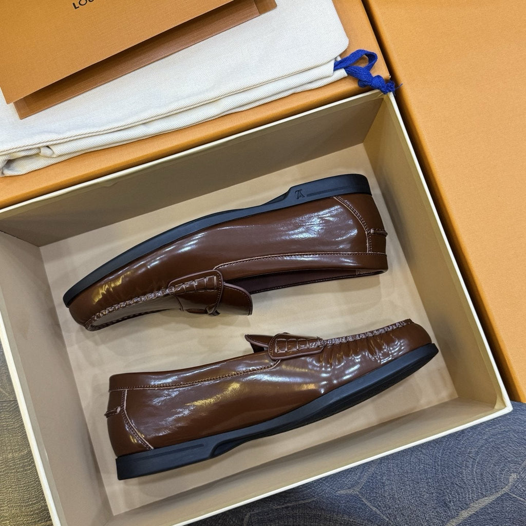 Louis Vuitton Men's Brown Penny Loafers - Leather Lining
