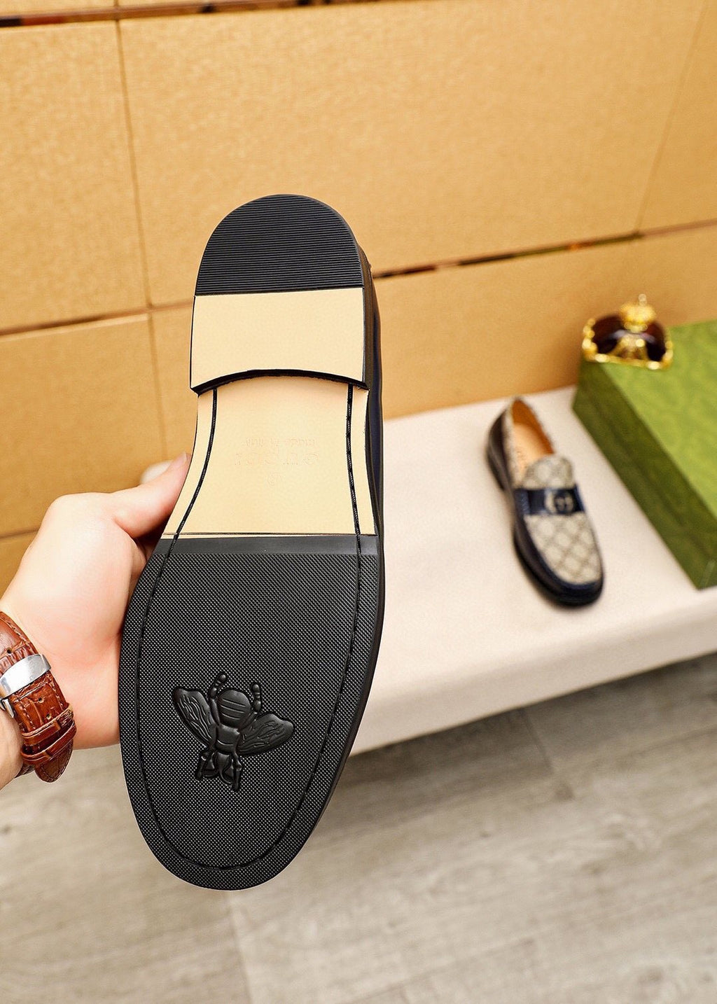 Gucci Patent Monogram Loafers