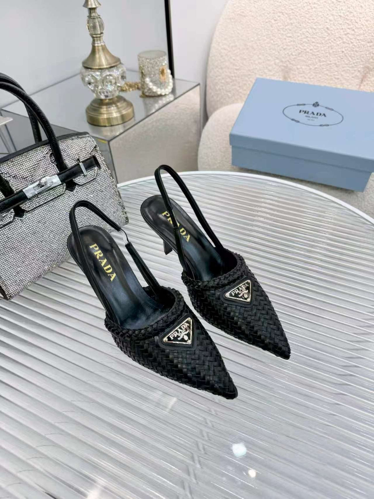 Prada Women's Woven Slingback Pumps