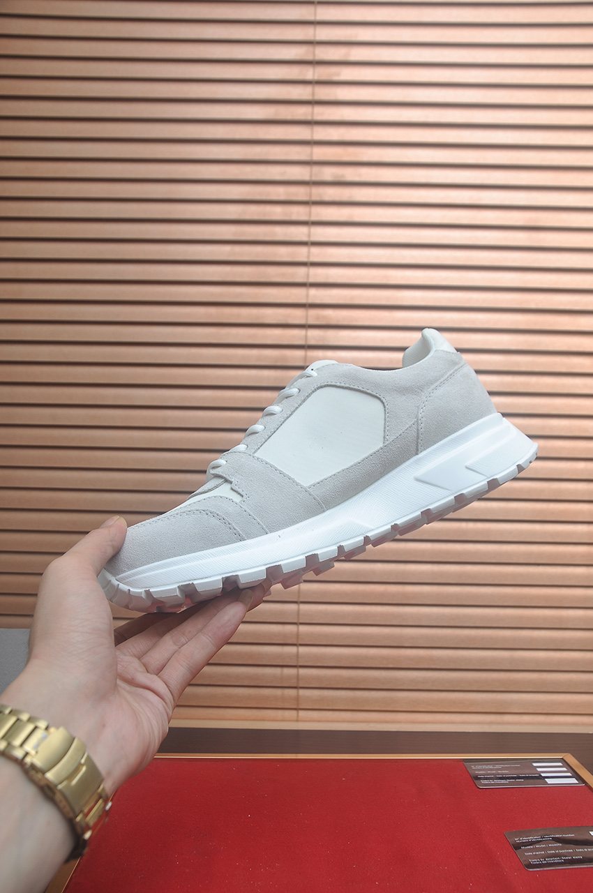 Prada Triangle Plaque Low-Top Sneakers - Lace-Up Closure