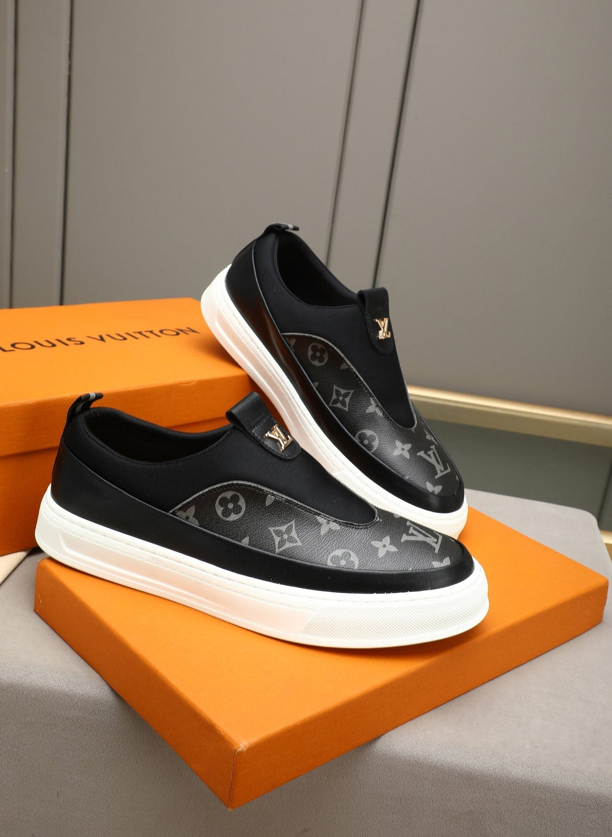 Louis Vuitton Men's Monogram Slip-On Sneakers - Rounded Toe