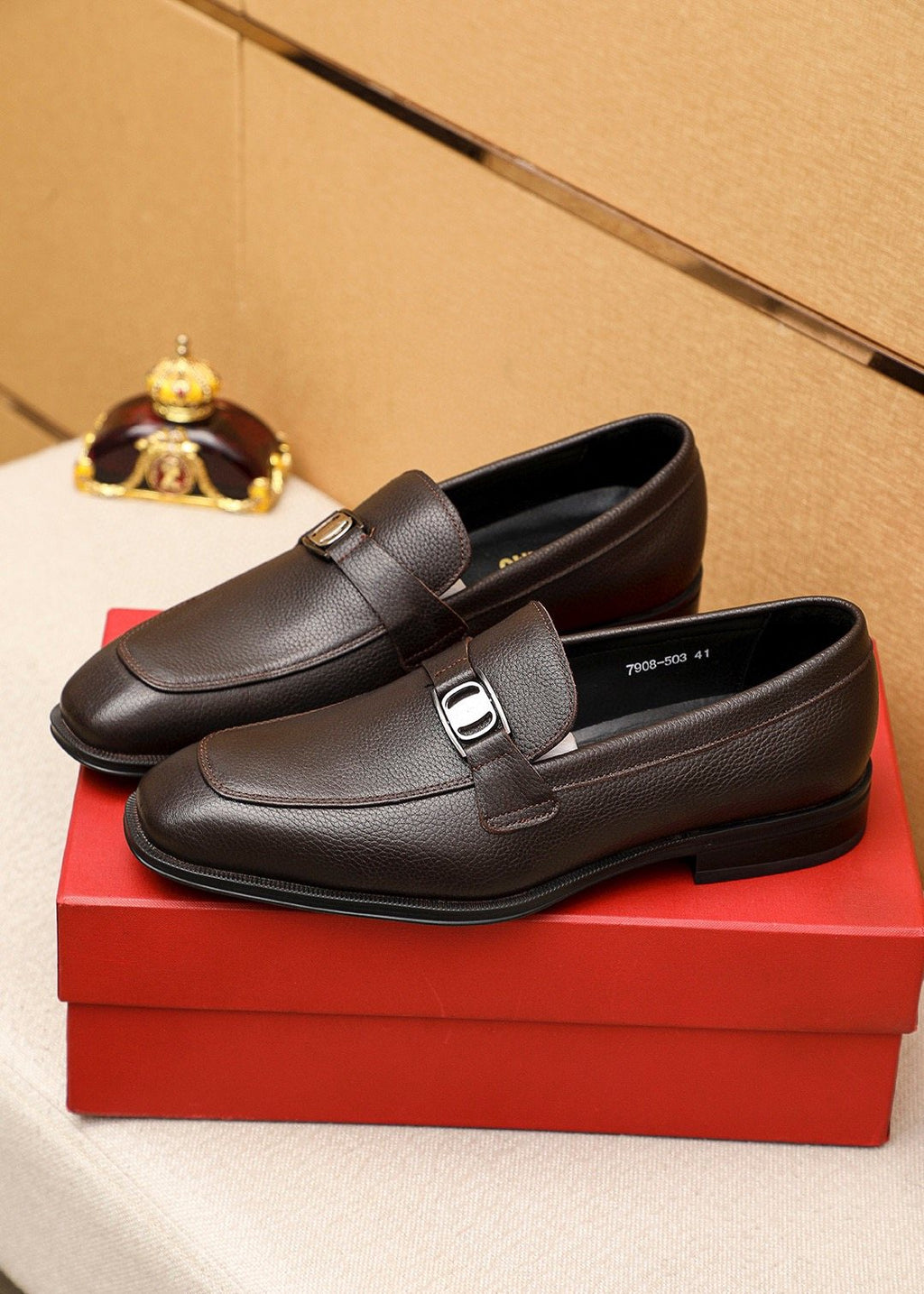 Ferragamo Men's Textured Leather Loafers - Stacked Heel