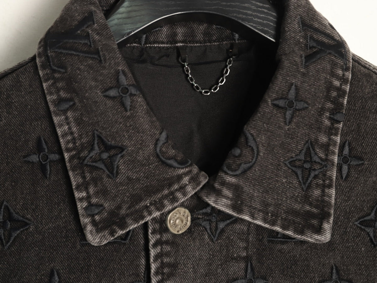 Louis Vuitton Gradient Monogram-Style Denim Jacket - Charcoal and Blue